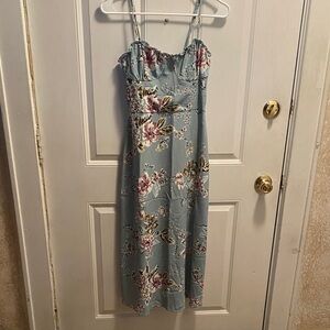 Speechless Floral Blue and Pink Midi Dress
